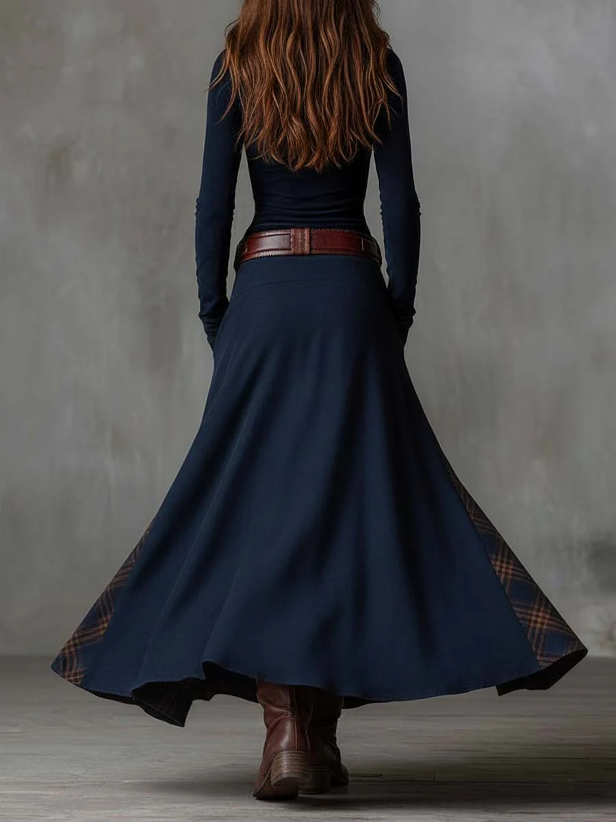 Élise | Maxikleid aus Wildlederimitat mit Gürtel