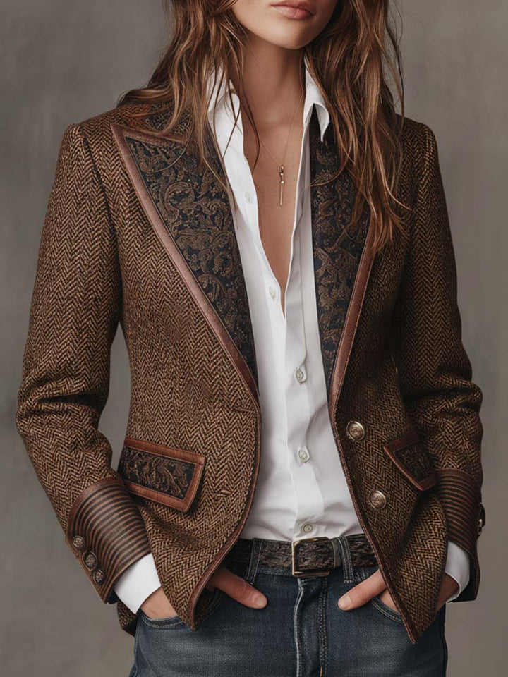 Gisèle | Blazer mit bedruckten Chevron-Einsätzen