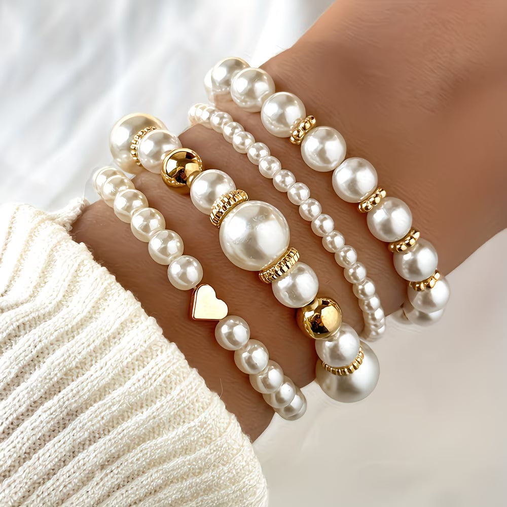 Set aus Stapelbaren Perlenarmbändern in 4