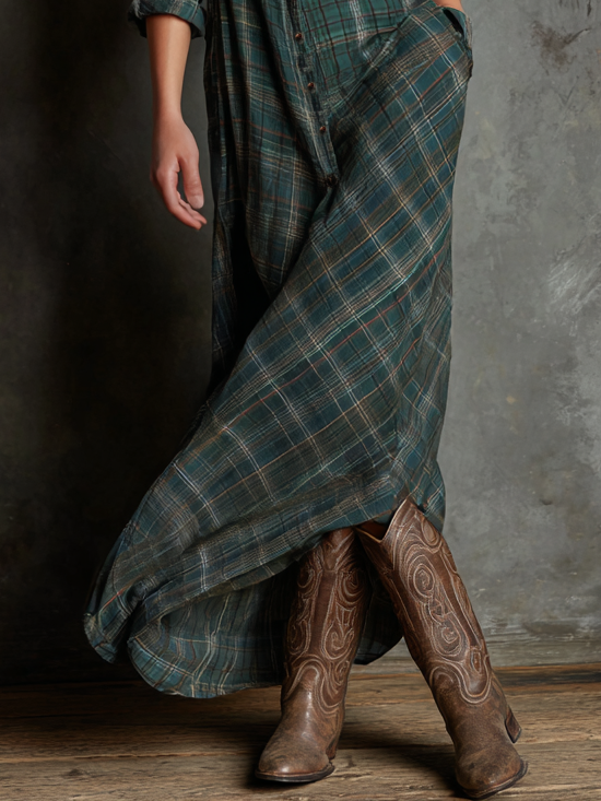 Maxikleid mit Streifen und Kragen