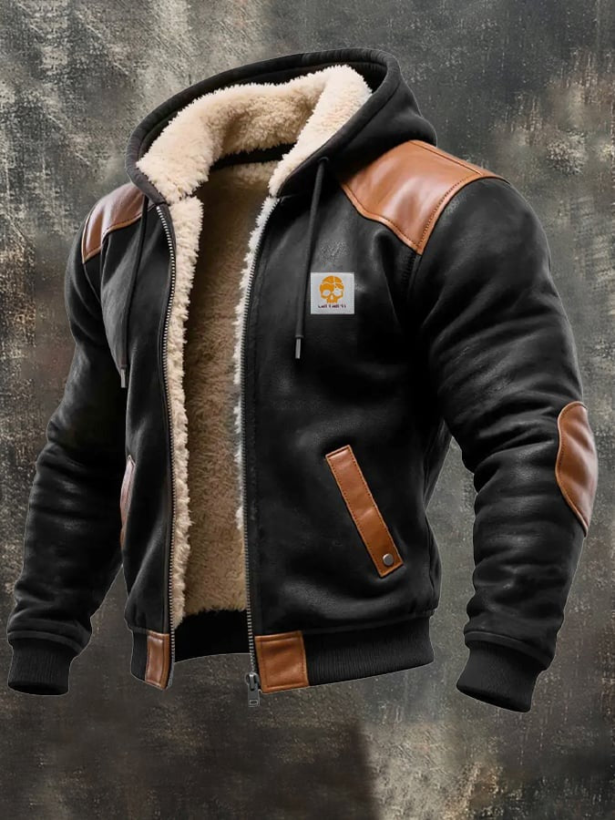 Winterblouson mit raffinierten Lederdetails