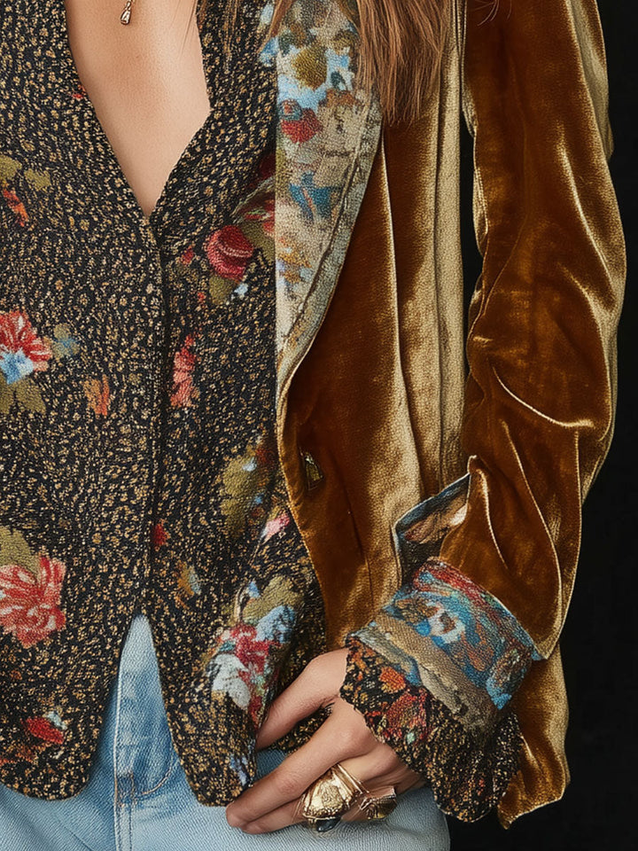 Marcelline | Blazer Patchwork Gedruckte Blumen Vintage