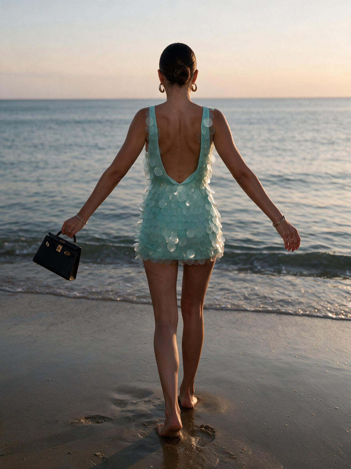 Elegantes Mini-Backless-Kleid aus Pailletten