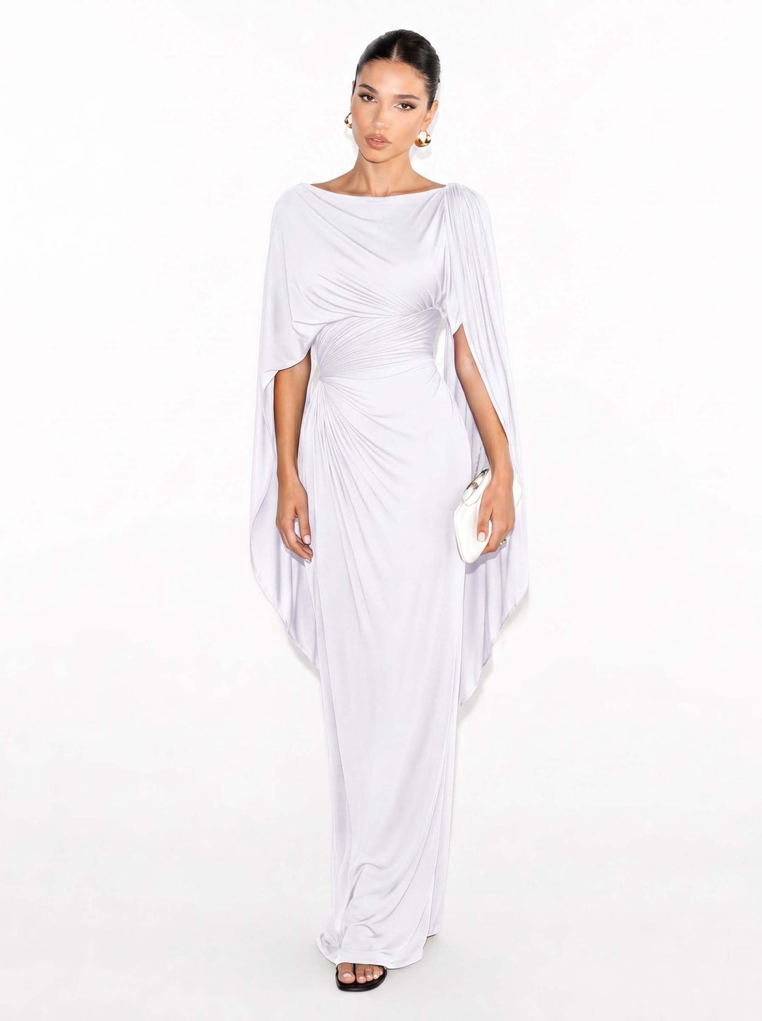 Maxi-Robe Slim Fit mit Faltigem Bootsausschnitt