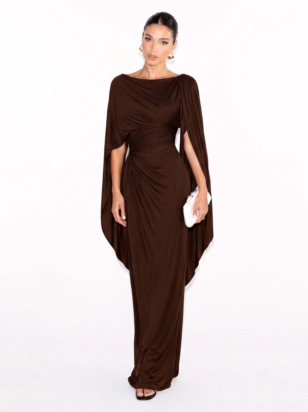 Maxi-Robe Slim Fit mit Faltigem Bootsausschnitt