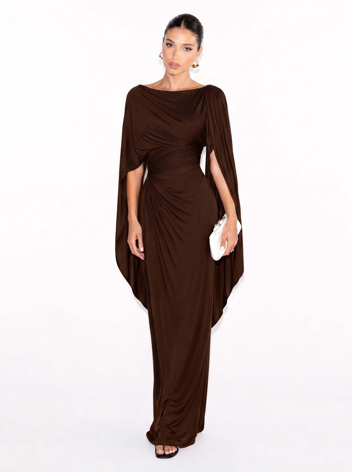 Maxi-Robe Slim Fit mit Faltigem Bootsausschnitt
