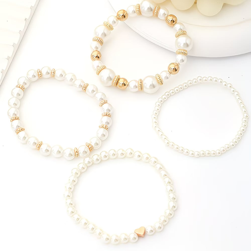 Set aus Stapelbaren Perlenarmbändern in 4