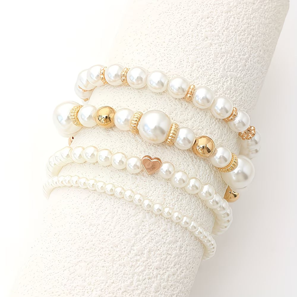 Set aus Stapelbaren Perlenarmbändern in 4
