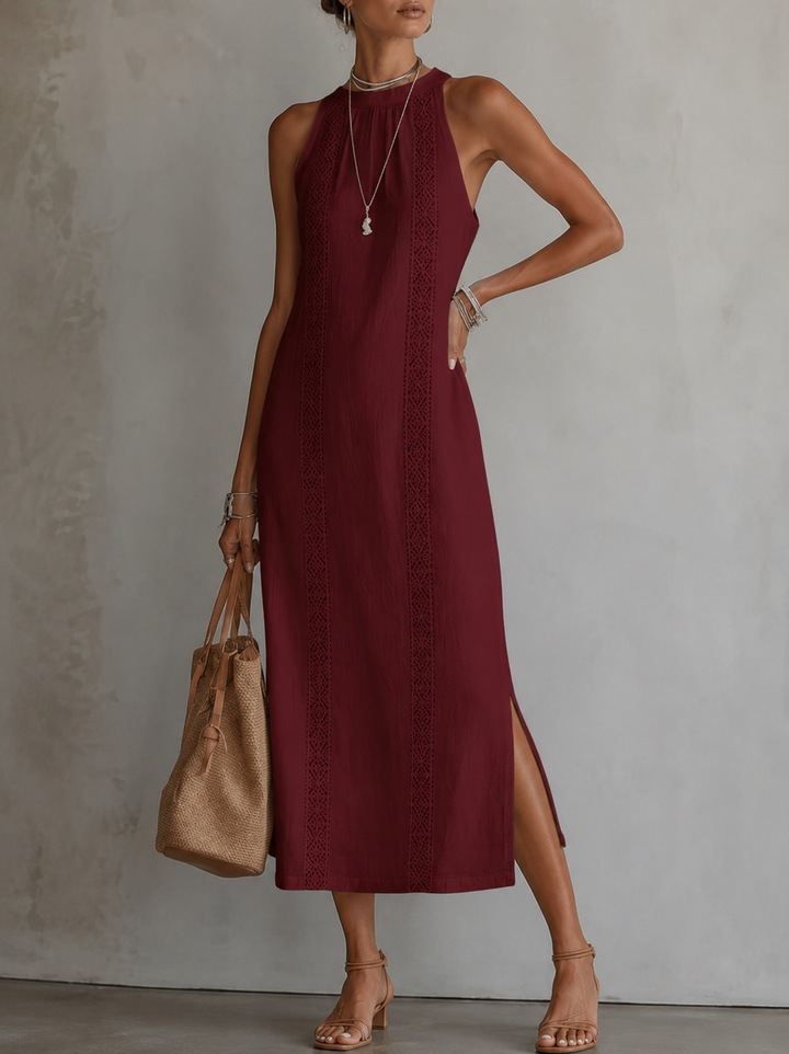 Marit | Luftiges bauchkaschierendes besticktes Kleid mit Taschen