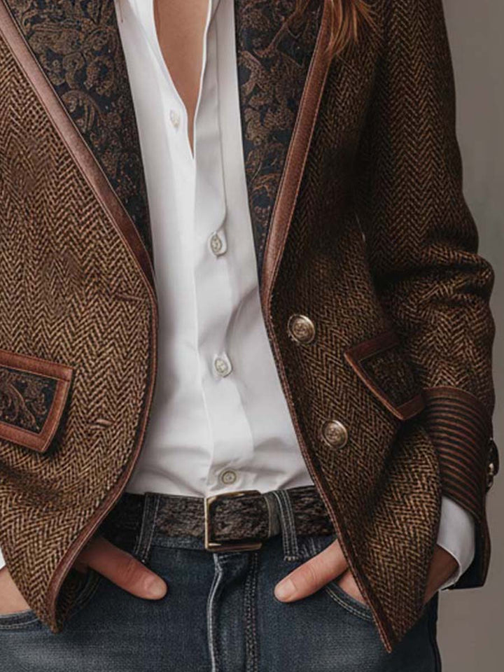 Gisèle | Blazer mit bedruckten Chevron-Einsätzen