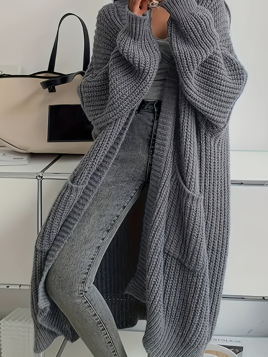 Lenie | Langes Vest mit Taschen