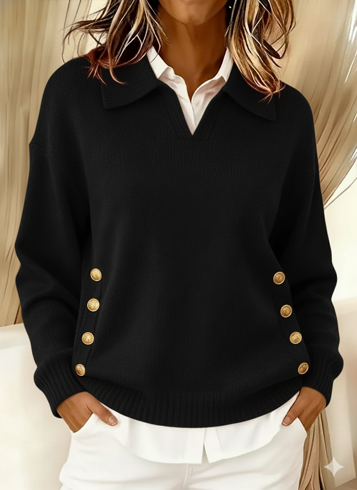 Rieke | Pullover mit V-Ausschnitt und Kragen