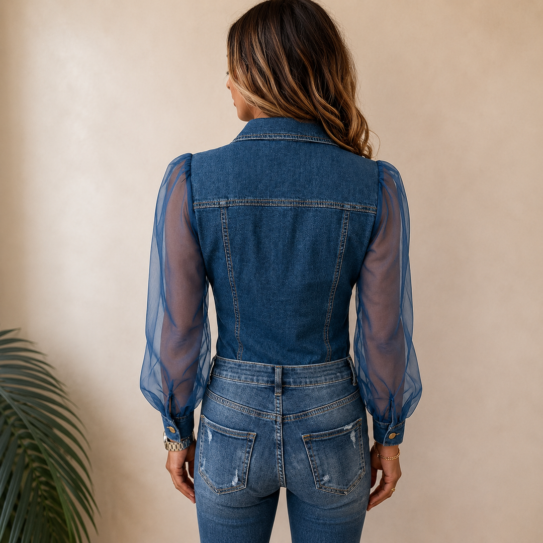 Amelie | Stilvolle Denim-Look Bluse