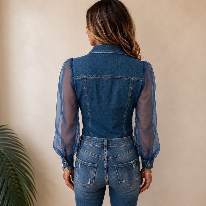 Amelie | Stilvolle Denim-Look Bluse
