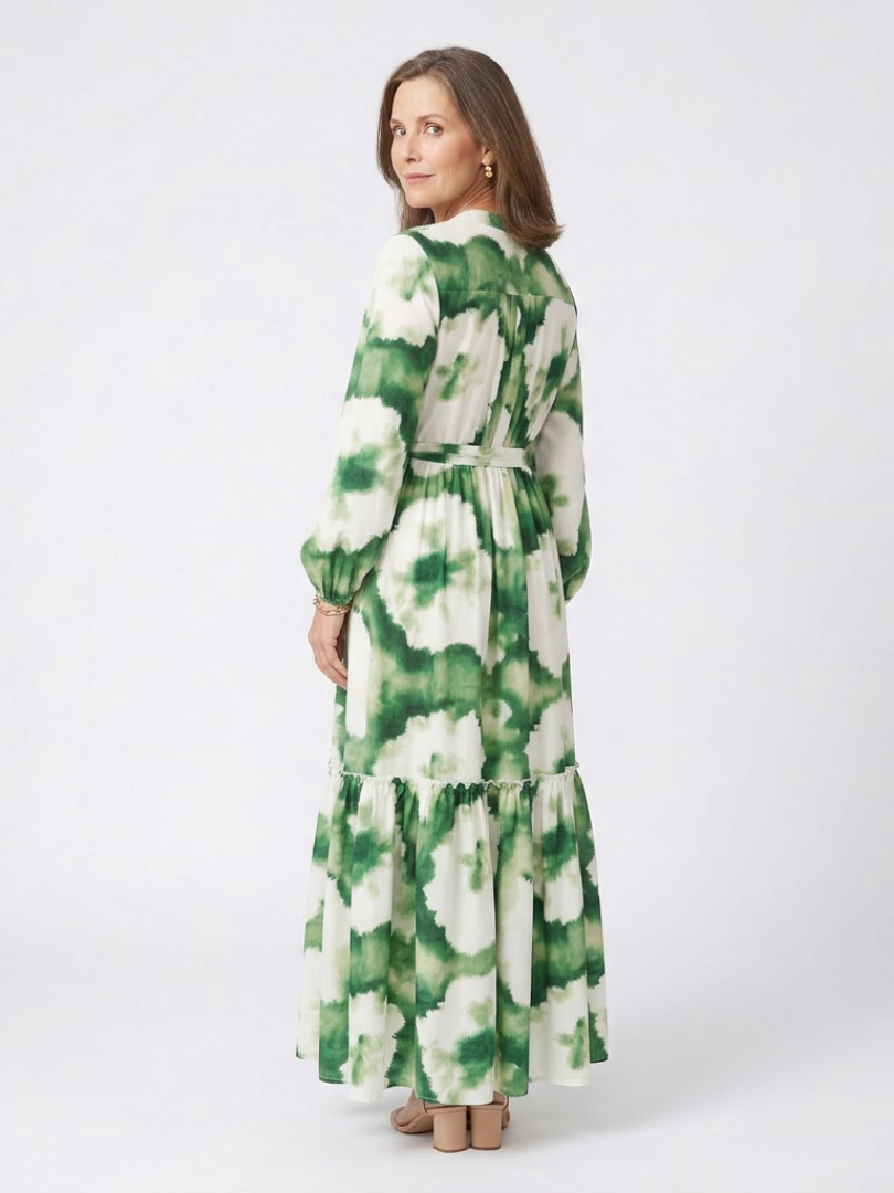 Sabine | Maxikleid mit langen Ärmeln und Taillengürtel