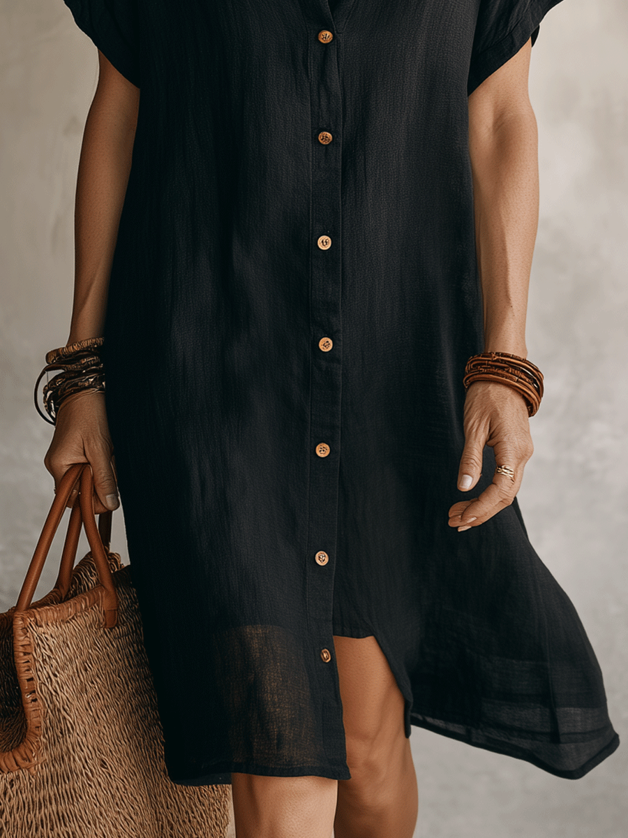Modern Boho | Müheloses Leinen-Midikleid