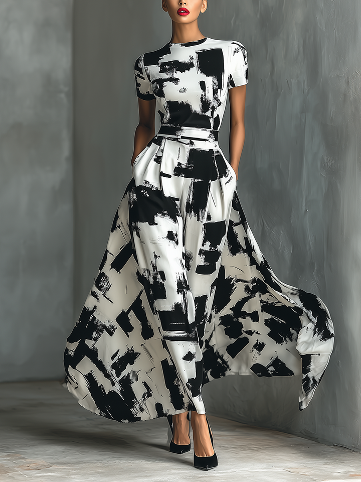 Maxikleid mit abstraktem Muster