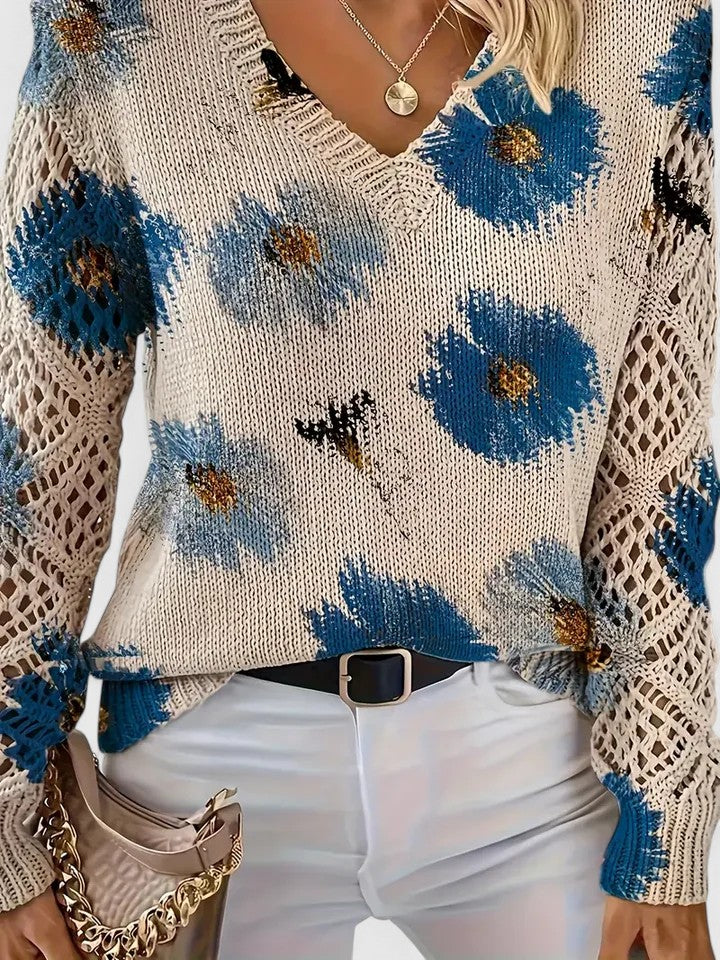 Mirte | Eleganter Blumenprint Pullover