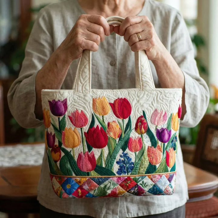 Gestepptes Tote Bag - Tulpen Garten