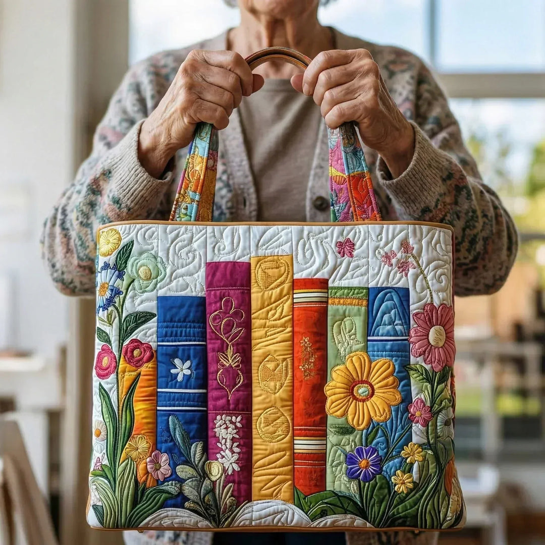 Handgefertigte Tasche - Blühende Bibliothek