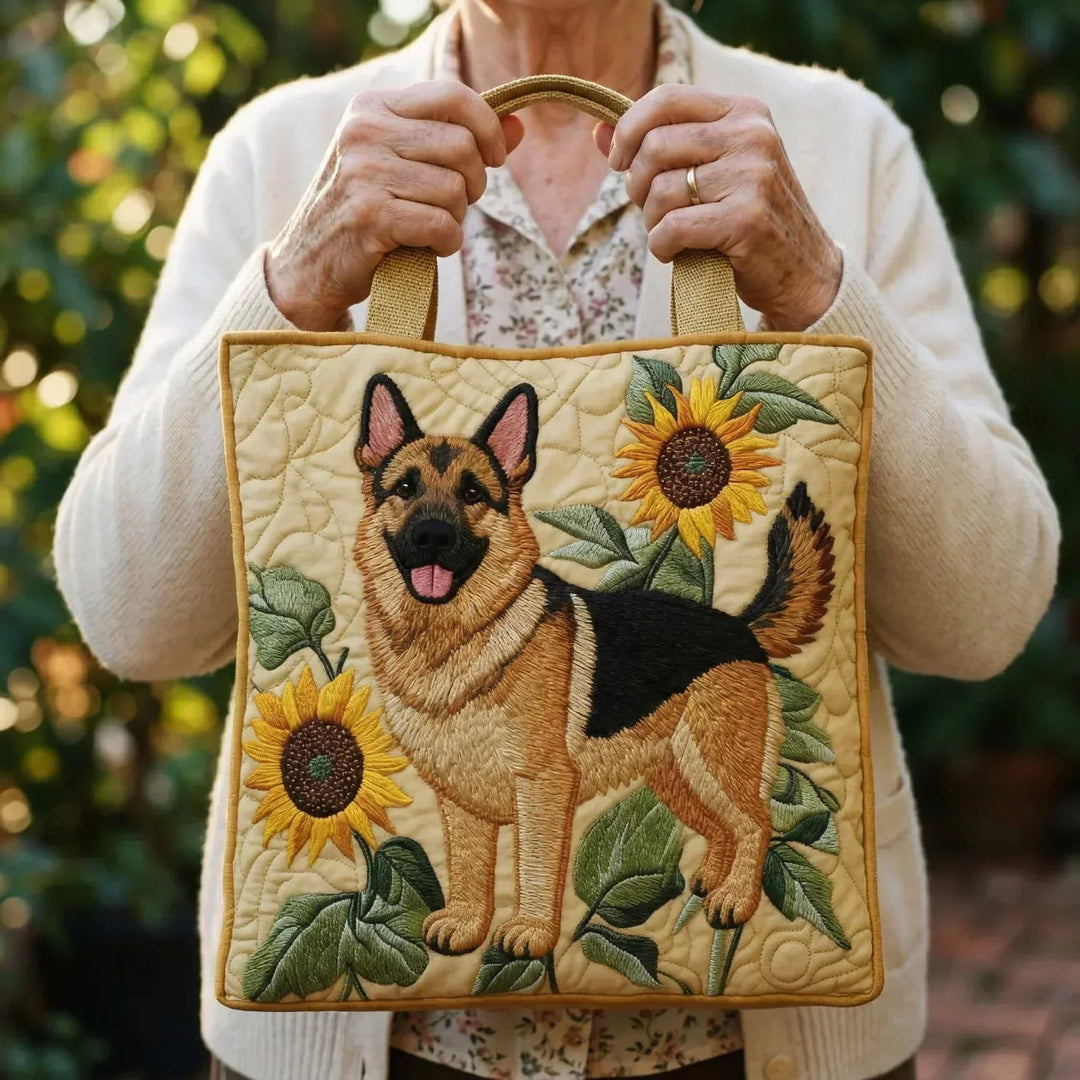 Handgemachte Tasche - Blühender Deutscher Schäferhund