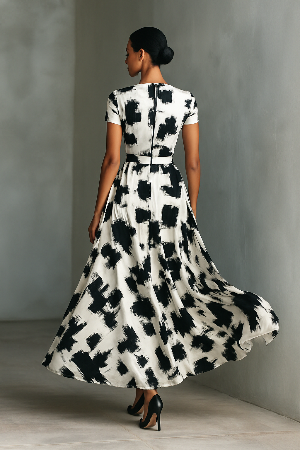 Maxikleid mit abstraktem Muster