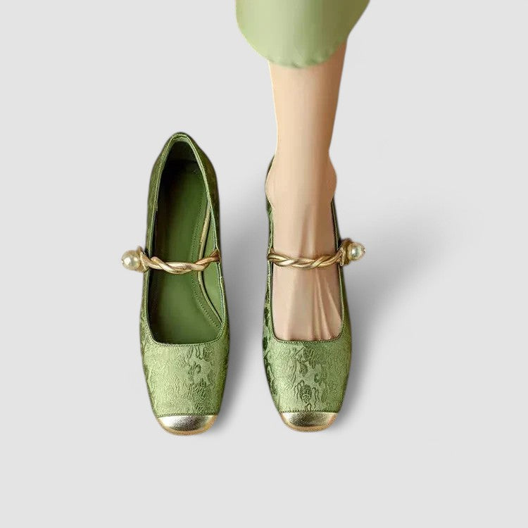 Satin Babyschuhe mit Schmuckabsatz Camille