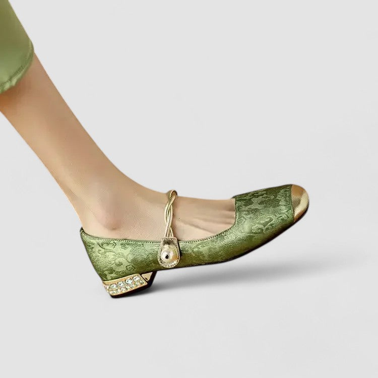 Satin Babyschuhe mit Schmuckabsatz Camille