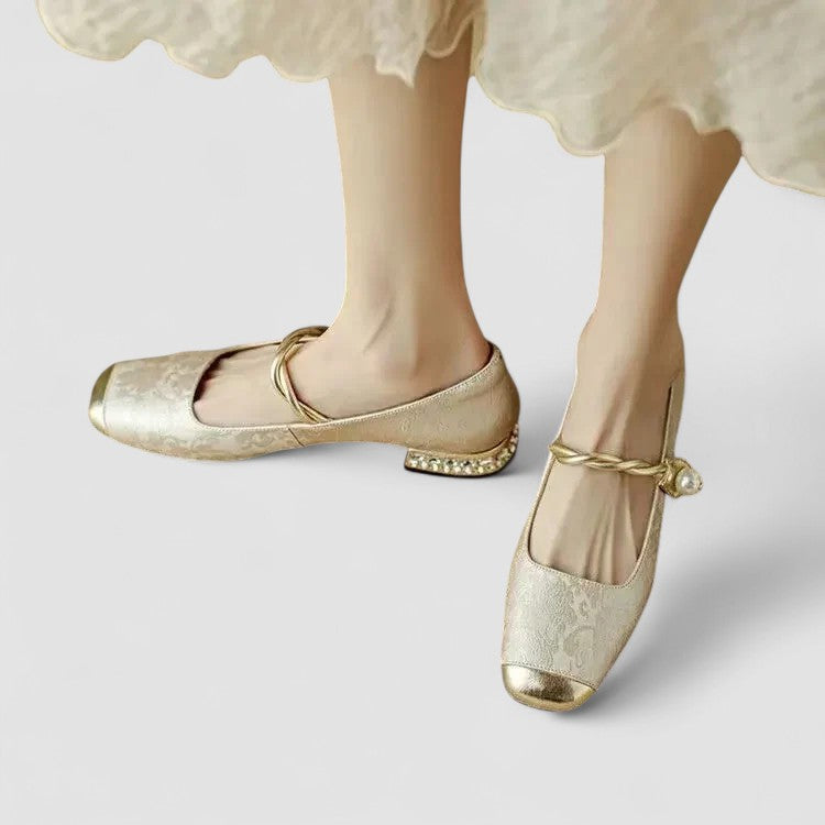 Satin Babyschuhe mit Schmuckabsatz Camille