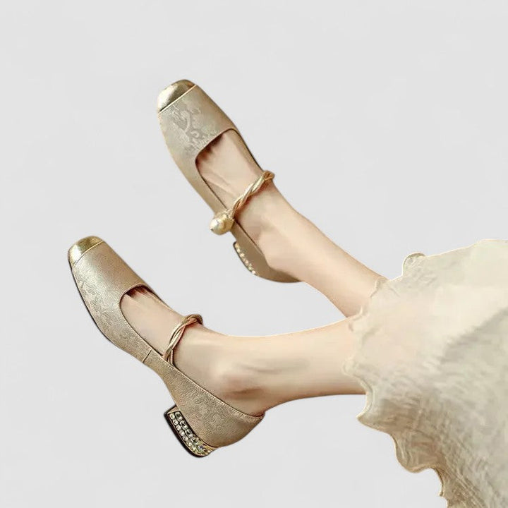 Satin Babyschuhe mit Schmuckabsatz Camille