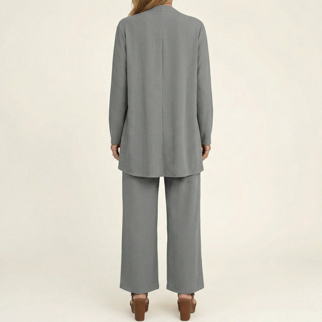 Marijne dreiteiliges Set mit Strickjacke, Top und weitem Hose