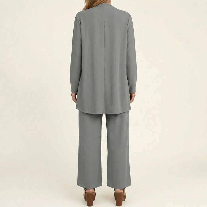 Marijne dreiteiliges Set mit Strickjacke, Top und weitem Hose