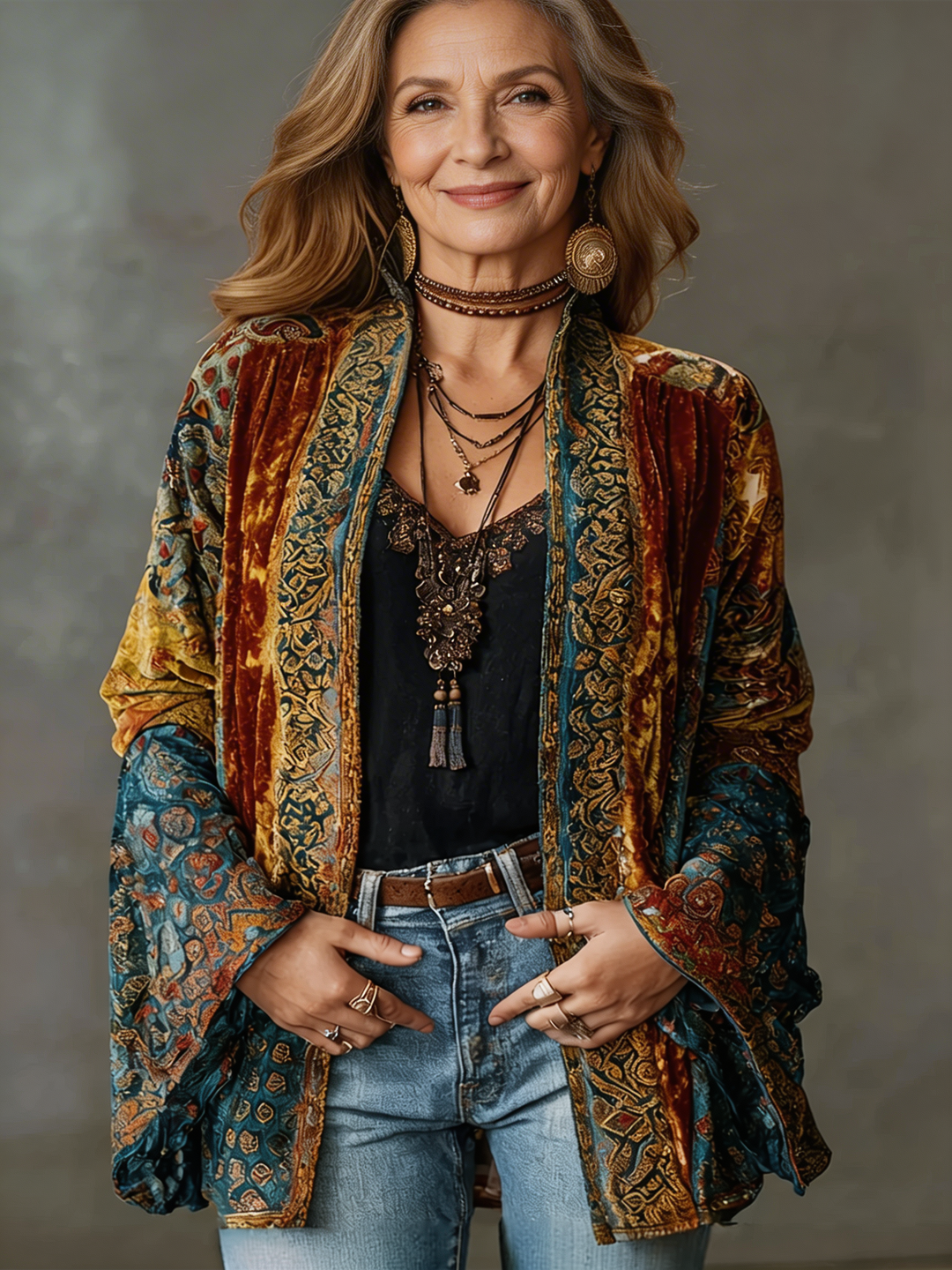 Darcy | Boho Bestickter Kimono Cardigan