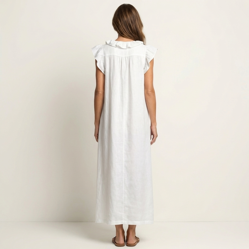 Maxi-Leinenkleid mit Volants