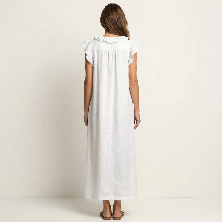 Maxi-Leinenkleid mit Volants