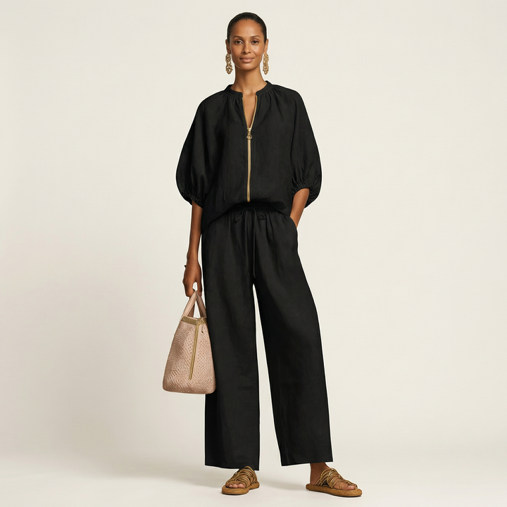 Trijnie-Set mit Puffärmeln und Reißverschluss
