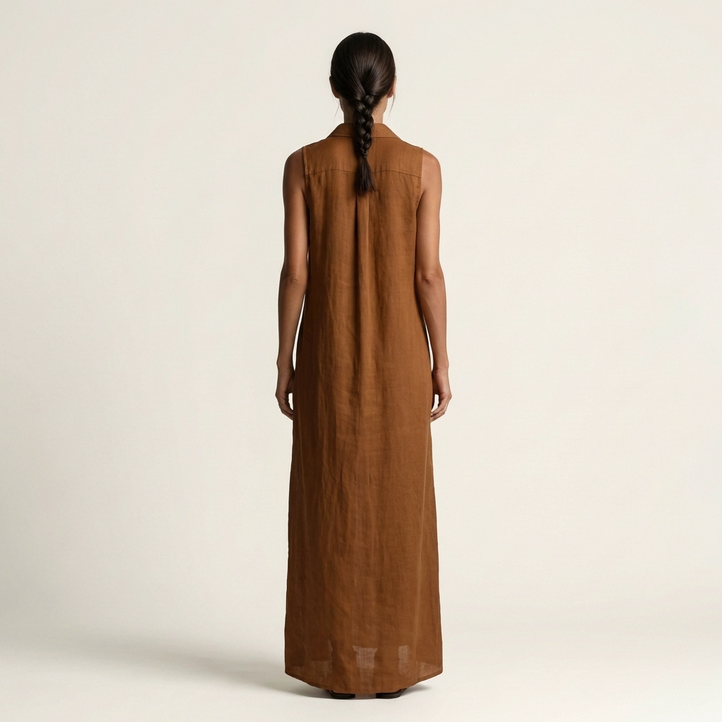 Maxikleid aus Leinen mit Kapuze