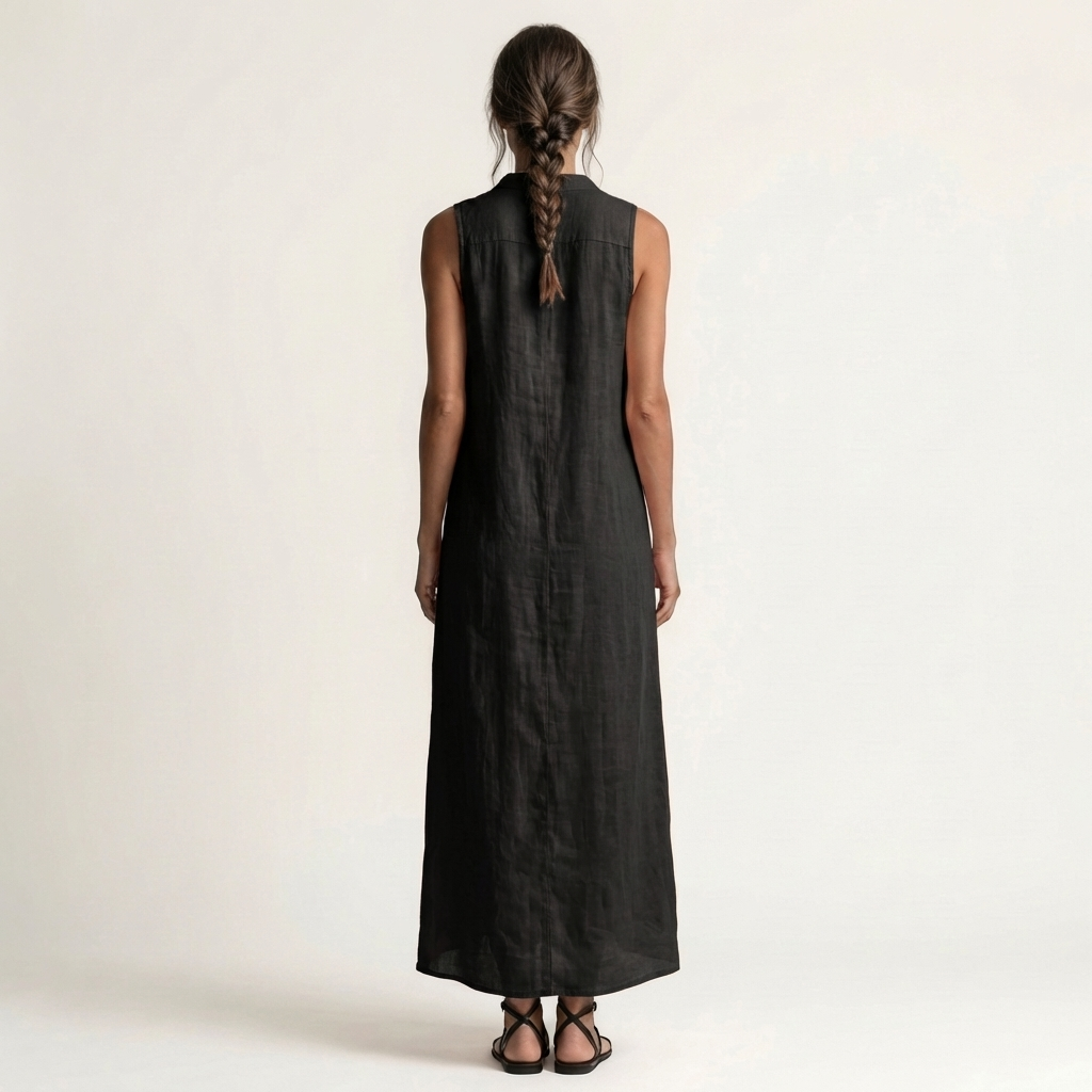 Maxikleid aus Leinen mit Kapuze