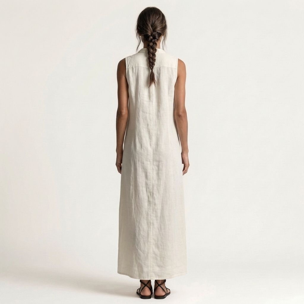 Maxikleid aus Leinen mit Kapuze