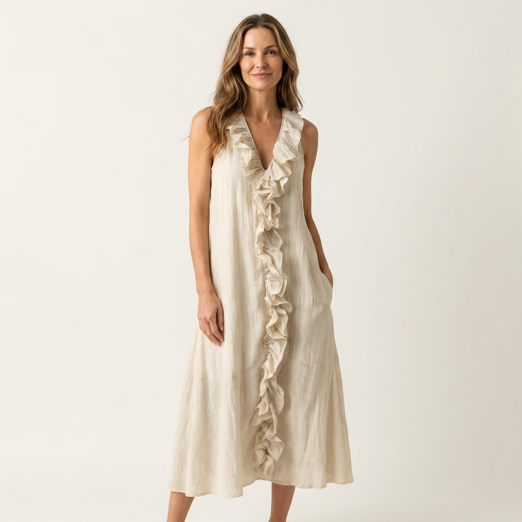 Maxi Leinenkleid ohne Ärmel