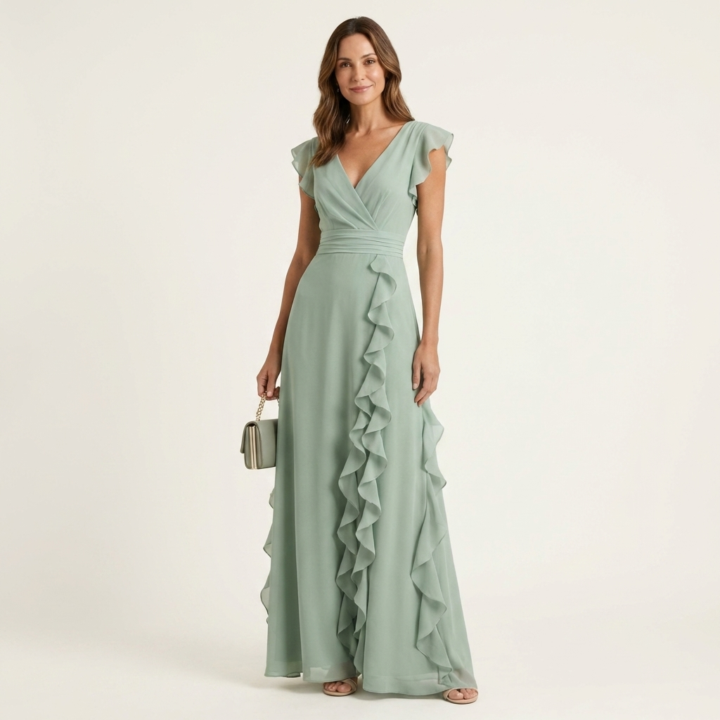 Maxikleid mit tiefem V-Ausschnitt