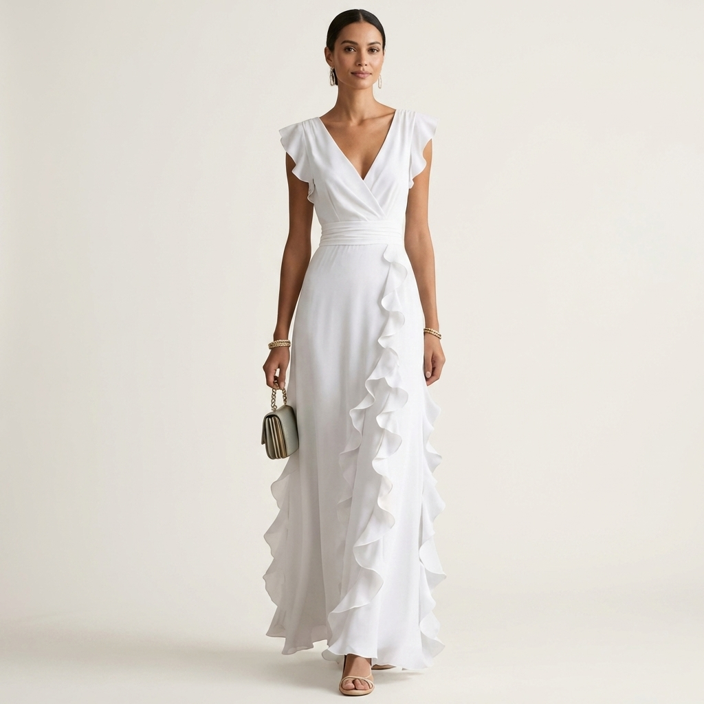 Maxikleid mit tiefem V-Ausschnitt