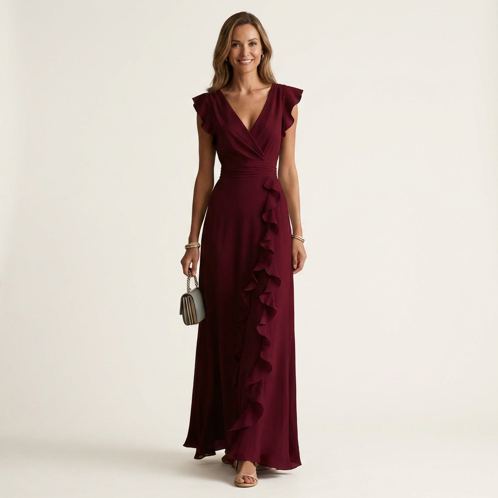 Maxikleid mit tiefem V-Ausschnitt