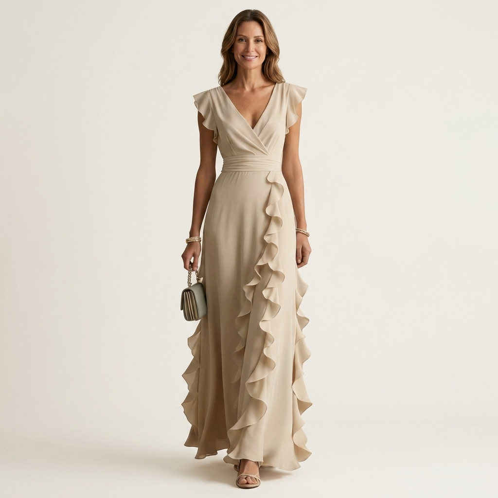 Maxikleid mit tiefem V-Ausschnitt