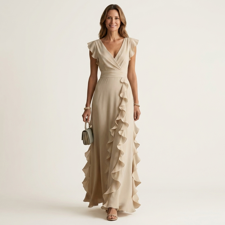 Maxikleid mit tiefem V-Ausschnitt
