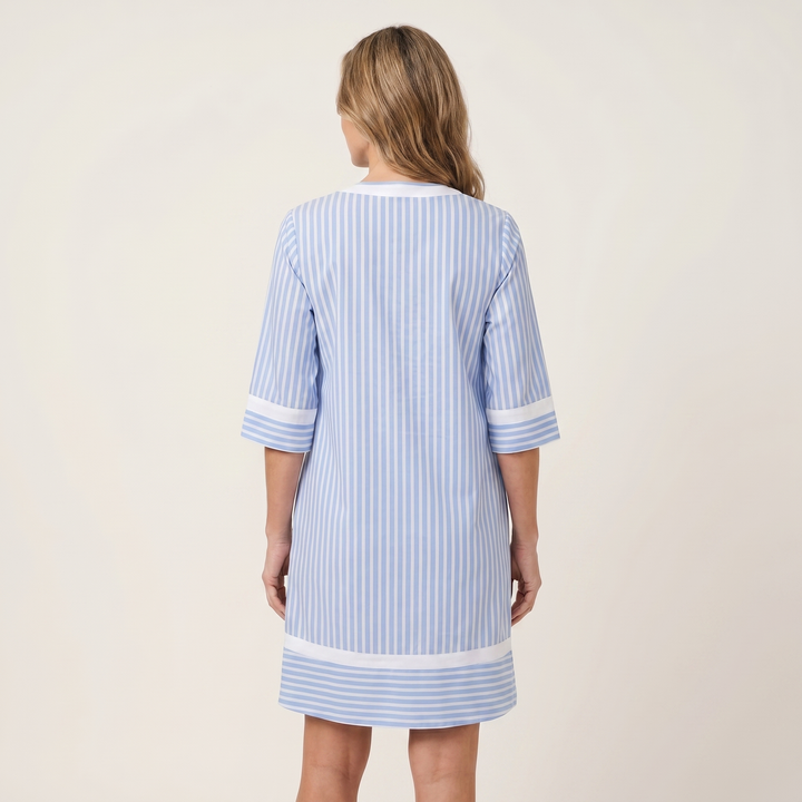 Katelijne gestreifte Tunika-Kleid mit Kontrastbesatz