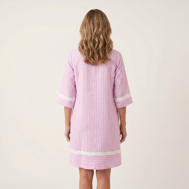 Katelijne gestreifte Tunika-Kleid mit Kontrastbesatz
