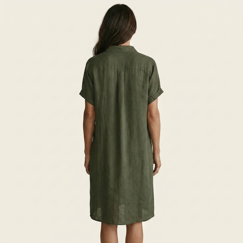 Hylkje Midi-Blusekleid mit umgeschlagenen Ärmeln