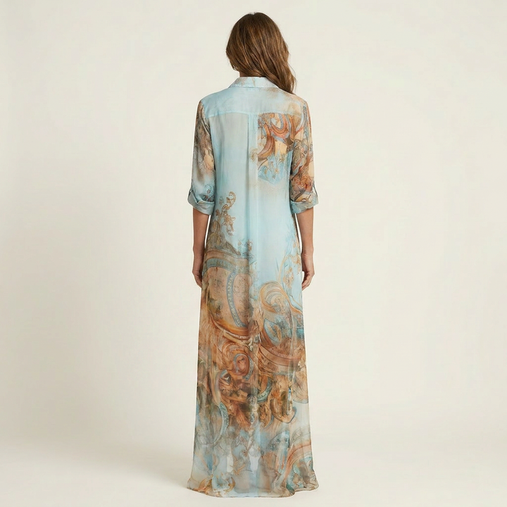 Rosalinde lange Blusenrobe mit Barockdruck
