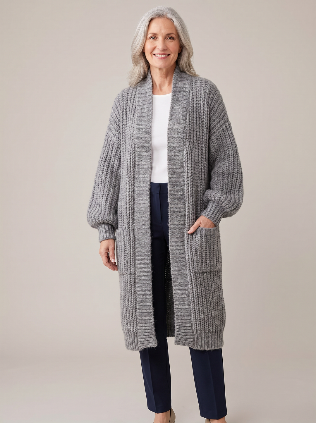 Lenie | Langes Vest mit Taschen